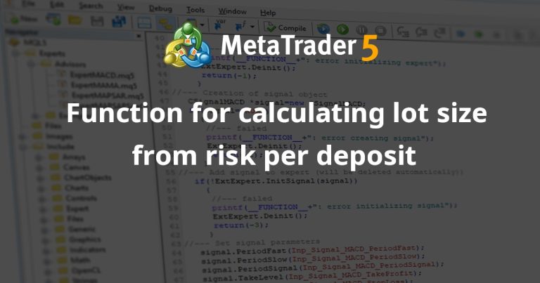 Function for calculating lot size from risk per deposit