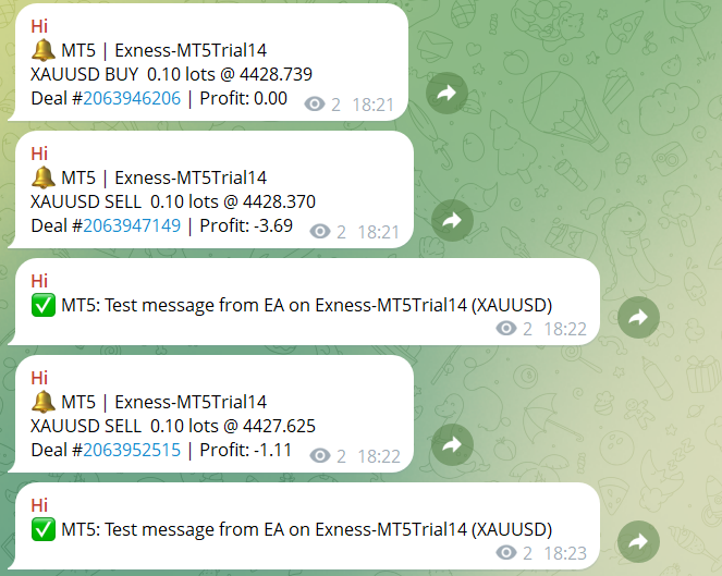 MT5 Telegram Trade Notifier (Bot API) — Deal Alerts