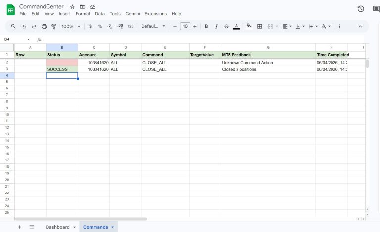 KSQ CommandCenter Remote Google Sheets Trade Manager