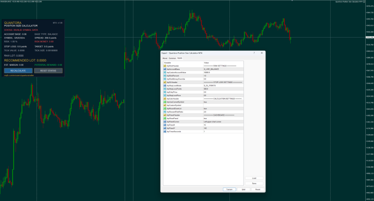 Quantora Position Size Calculator MT4