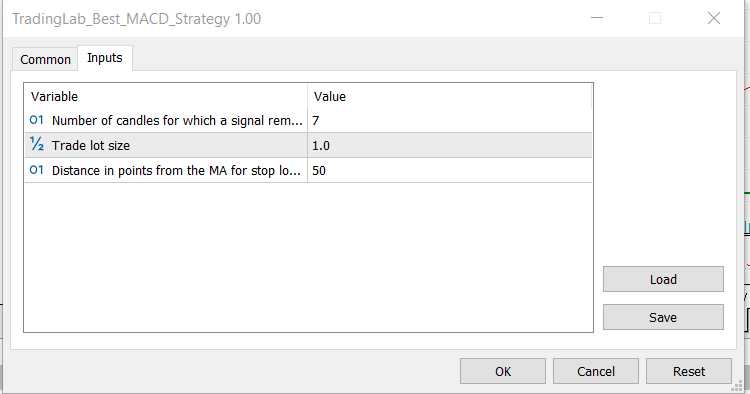 Input parameters of the EA Input parameters of the EA
